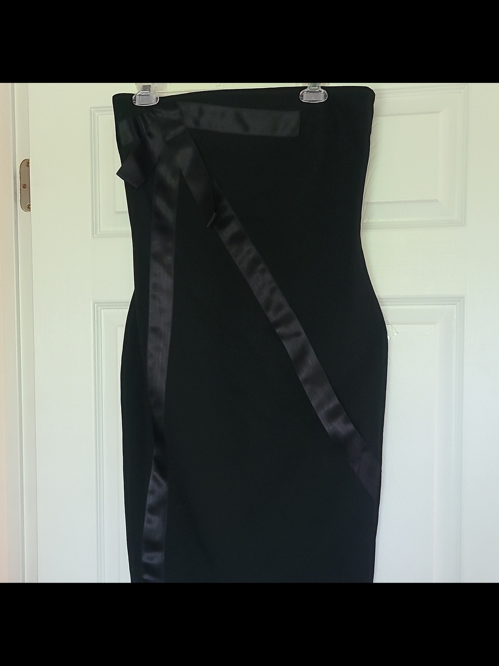 Atos Lombardini Black Cocktail Pencil Dress Sleeveless Satin Bow Sz 44 (US Sz 8)